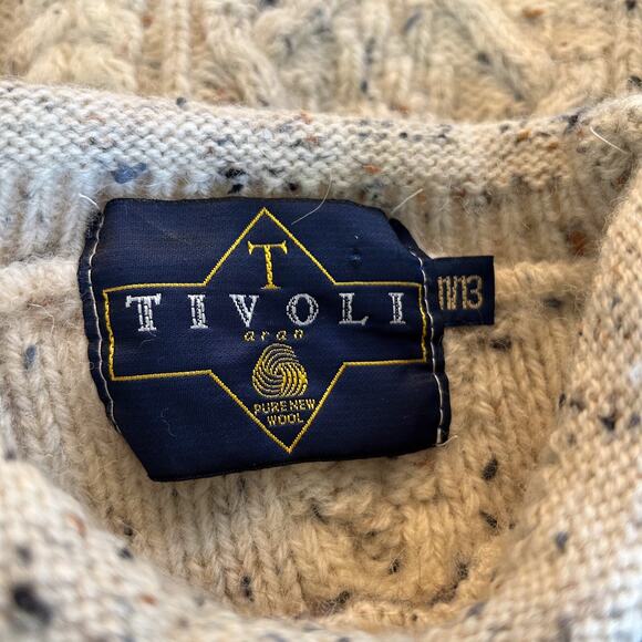 Tivoli Aran Sheepdog Sheep Vintage 90s Cable Knit Sweater Girls Size 11/13 - Picture 14 of 15